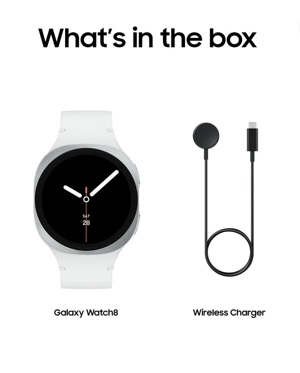 Samsung Galaxy Watch8 40mm Bluetooth Smart Watch, Silver, White Band