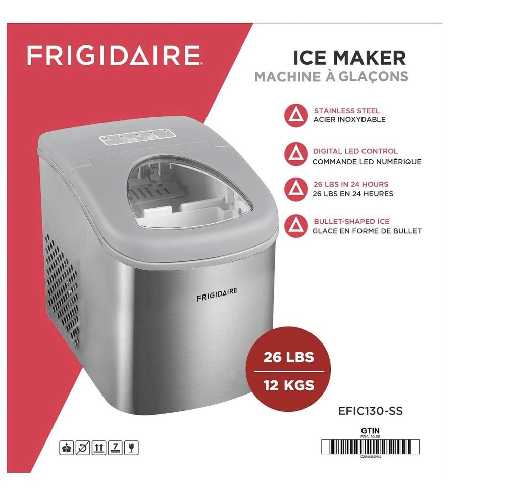 Frigidaire 26 lb Bullet Ice Maker Stainless Steel - compact, high-capacity icema
