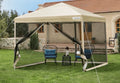 Canopy 10' x 10' Gazebo Screen Tent with Net, 2 Zipper Doors, Roller Bag