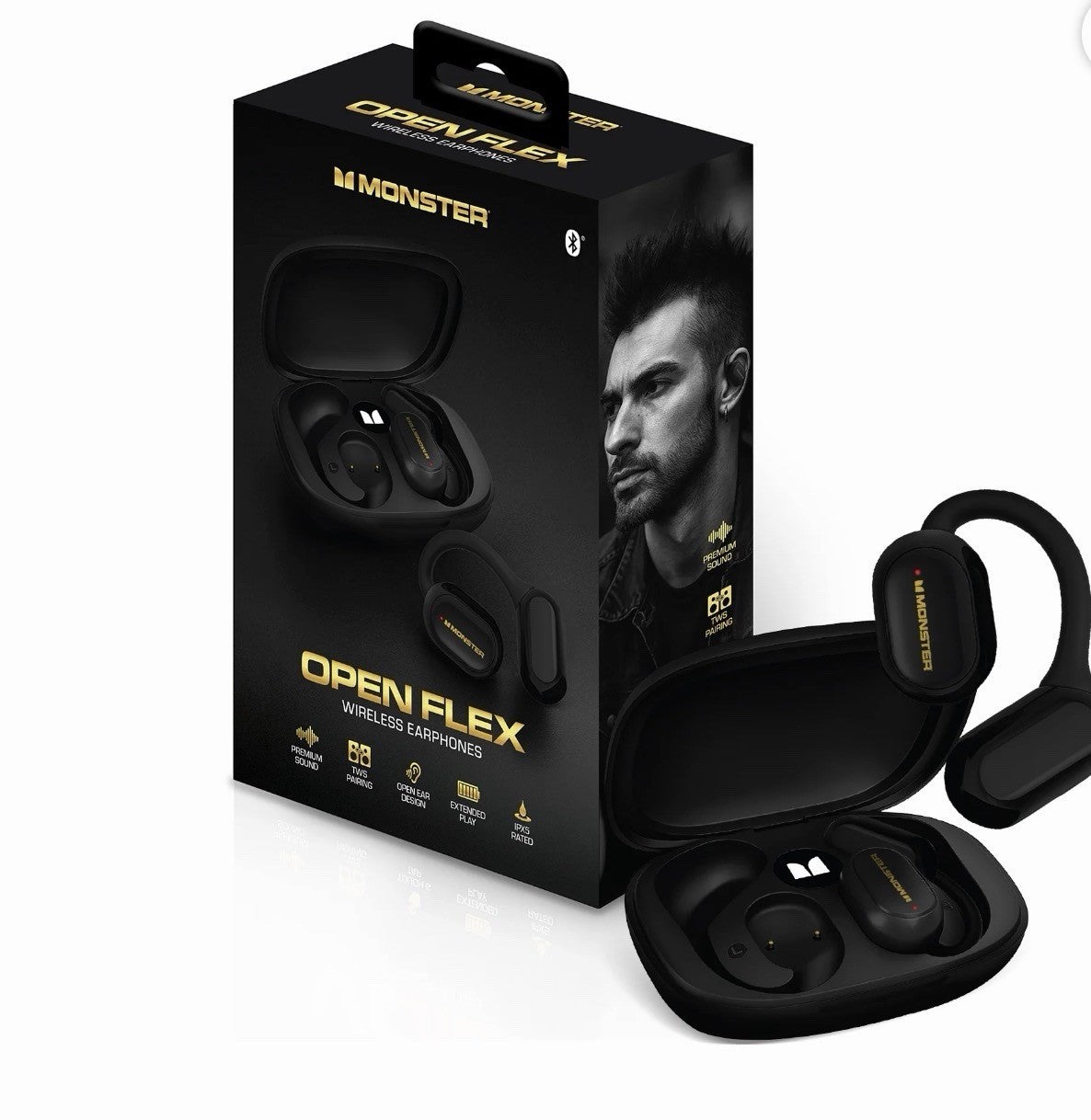 Monster Open Flex Open Ear Wireless Earbuds, Around-Ear Secure Fit Bluetooth